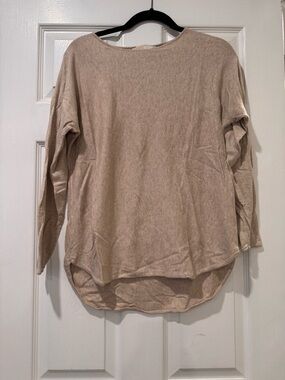 Michael Kors Beige Long Sleeve Boatneck Top